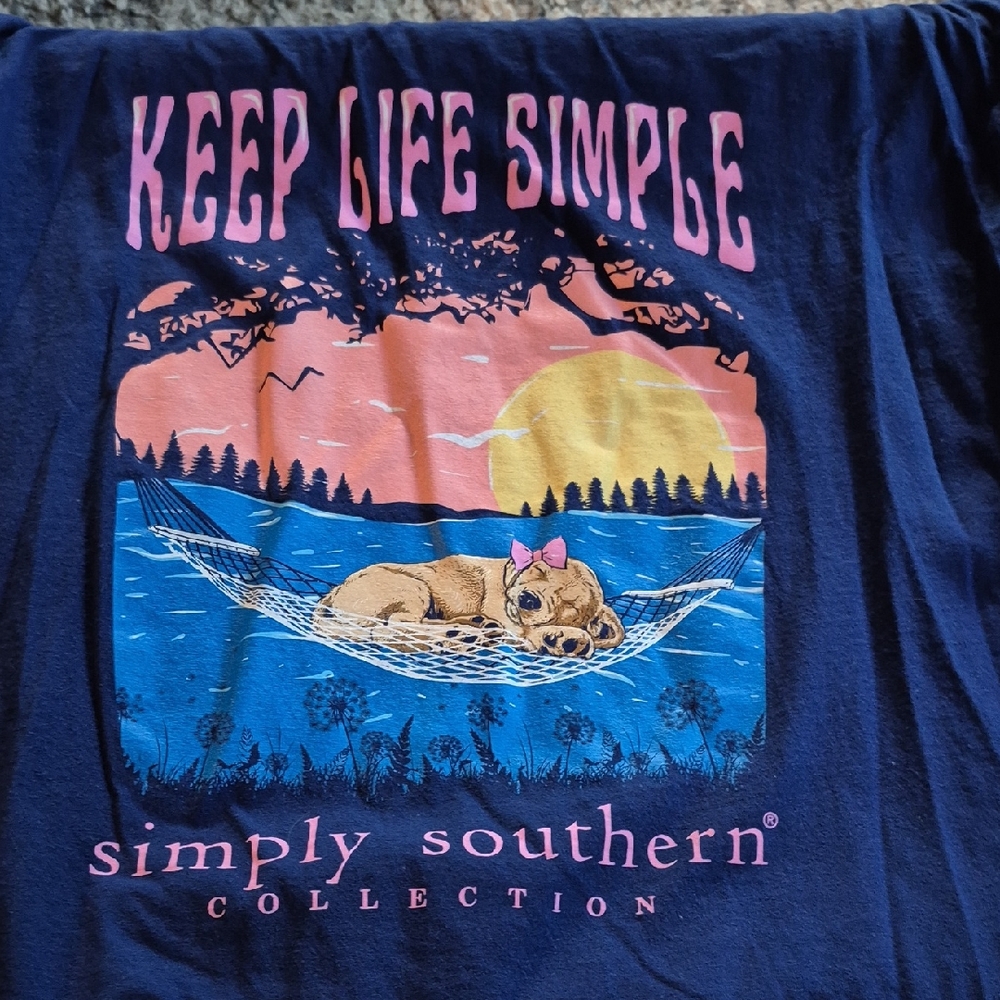 Simply Southern Navy Tee with Pink Dog Graphic